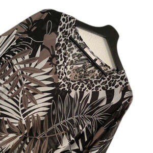 Boho M Animal Print Sheer Blouse Flare Sleeves Oldschool Luxury Hollywood a14